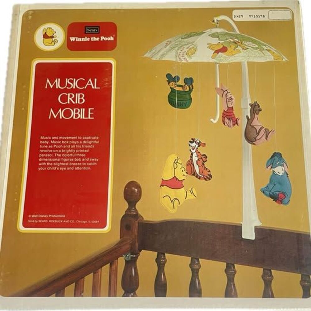 Vintage Winnie the Pooh Sears Musical Baby Spinning Crib Mobile Disney USA